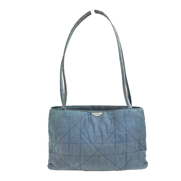 CHRISTIAN DIOR Cannage Trotter Pattern Shoulder Bag Nylon Leather Blue - Picture 1 of 16